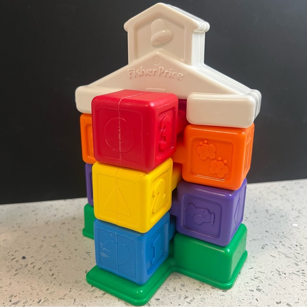 Vintage 1990 FISHER PRICE Colorful Stacking Schoolhouse Set COMPLETE Item #1053